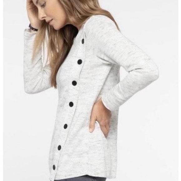 NIC+ZOE Mélange-Knit Snap Sweater - Picture 2 of 11